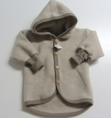 Cosilana Baby-Jacke mit Kapuze, 60% Bio-Wolle(kbT) u. 40% Bio-Baumwolle (kbA), latte macchiatio