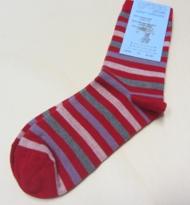 Grdo Socken, 75% Bio-Wolle(kbT), 23%-Baumwolle(kbA), rot-rosa-flieder-grau
